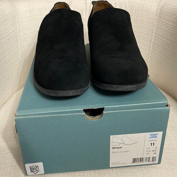 NWT TOMS Shaye Black Suede Booties Size 11 - Picture 3 of 13